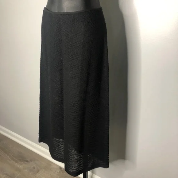 TSE Petrolem Zigzag Knit Skirt 100% Wool Crepe Italy L